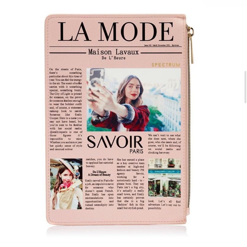 Spectrum X Emily In Paris La Mode Newspaper Clutch